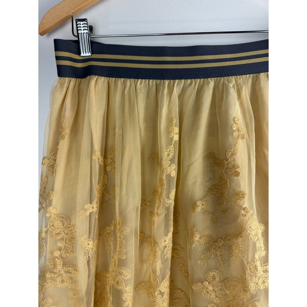 NEW Ariat Stevie Midi Skirt Gold Dust Floral Tulle Lace Mesh XL Ethereal Fairy - Picture 3 of 15